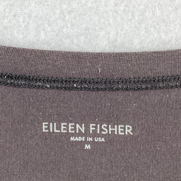EILEEN FISHER Top M Stretch Organic Cotton Jersey Crewneck Short Sleeve Gray USA - Picture 5 of 10